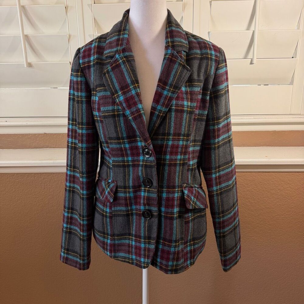 Vintage Dollhouse Plaid Blazer Sz M Tartan Jacket Y2K Dark Academia Cluelesscire